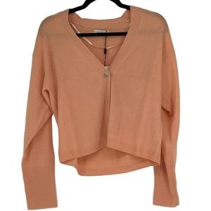 NEW! NAADAM Size Small Cashmere Blouson Cardigan Sweater Peach $375 msrp J6-15